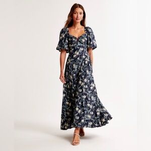 NWT! Abercrombie and fitch Hardware Drama Puff Sleeve Maxi Dress